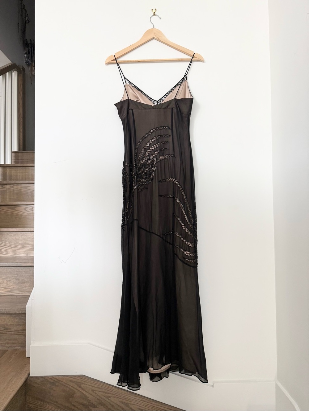 Vintage 90s BCBG MaxAzria Black Silk Beaded Maxi Dress | ASO Tell Me Lies - US 6 - Picture 6 of 7